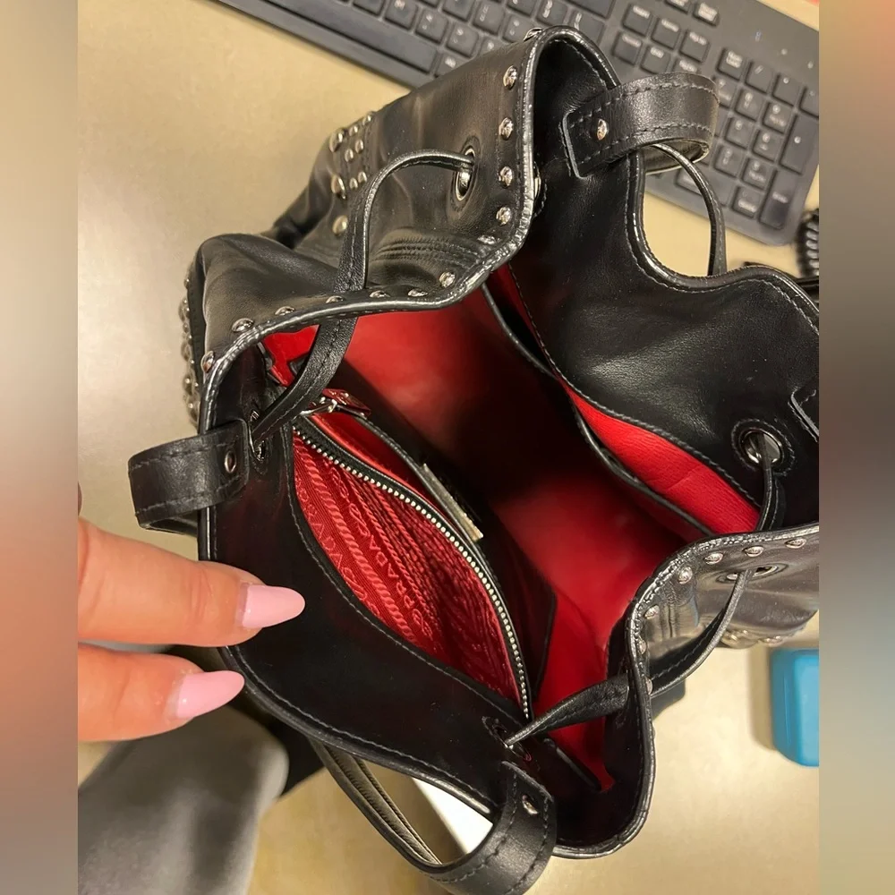 Prada Studded Calf Bucket Bag - Picture 8 of 16